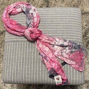 NWT Miss Museum Pink Floral Silk Scarf - Waima Wharf Museum Boutique